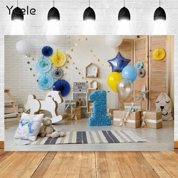 Фоновые фотографии для вечеринки по случаю 1-го дня рождения Yeele Baby, интерьер комнаты с воздушными шарами, Деревянный пол, Виниловый фотографический фон, Фотофон