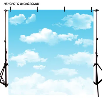 Фотофоны MEHOFOTO Мультяшный Голубой небесно-белый облачный фотофонд для детей, студийный фотофонд