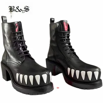Черные и уличные Мужские ботинки ручной работы hyper Bera Mlga Botso Monster Teeth Из натуральной кожи на заказ