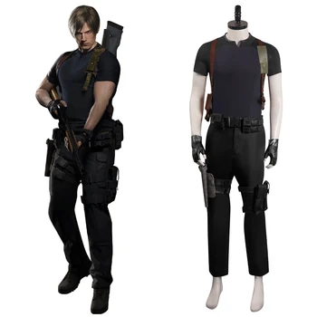 Biohazard Resident 4 Leon S Kennedy Evil Косплей костюм Рубашка Топ Брюки Мужская одежда Наряды Карнавальный костюм на Хэллоуин для мужчин