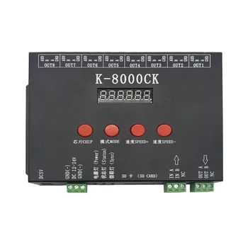 K-8000CK СВЕТОДИОДНЫЙ программируемый красочный контроллер с несколькими каскадными синхронизированными 8-канальными ступенчатыми KTV интеллектуальными IC-пикселями SD-карты dimmer