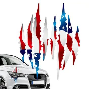 Автомобильная наклейка с когтями Наклейка с американским флагом для автомобиля Наклейка с флагом США Автомобильная Изодранная Наклейка 2 упаковки наклеек с постоянным изображением американского флага Наружная наклейка