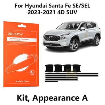 Защита Кромки Двери ZHUAIYA Дверная Ручка Чашка Защитная Пленка Для Краски TPU PPF Для Hyundai Santa Fe SE/SEL 2023-2021 4D SUV