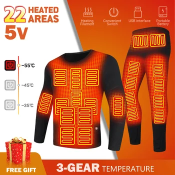 Обогревающее термобелье Мужская зимняя теплая одежда Женская куртка с электрическим подогревом Хлопчатобумажные брюки Велосипедная куртка Комплект осенних брюк